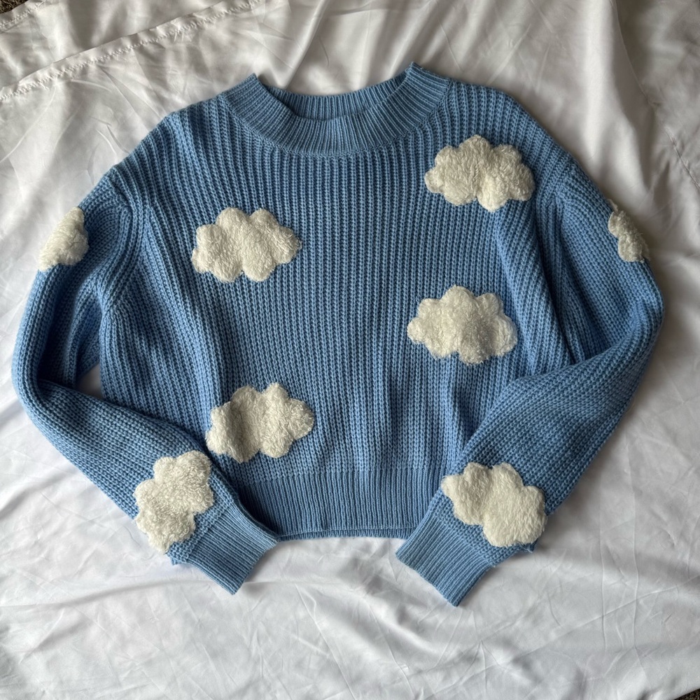 Blue & White Cloud Sweater